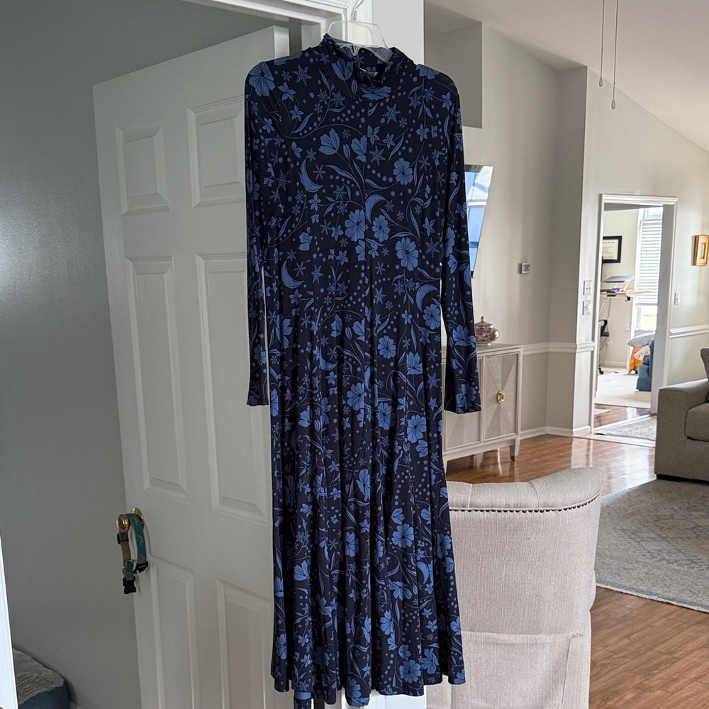 LOFT Navy Floral Maxi Dress